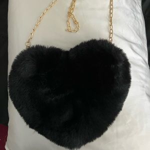 Furry heart shaped purse